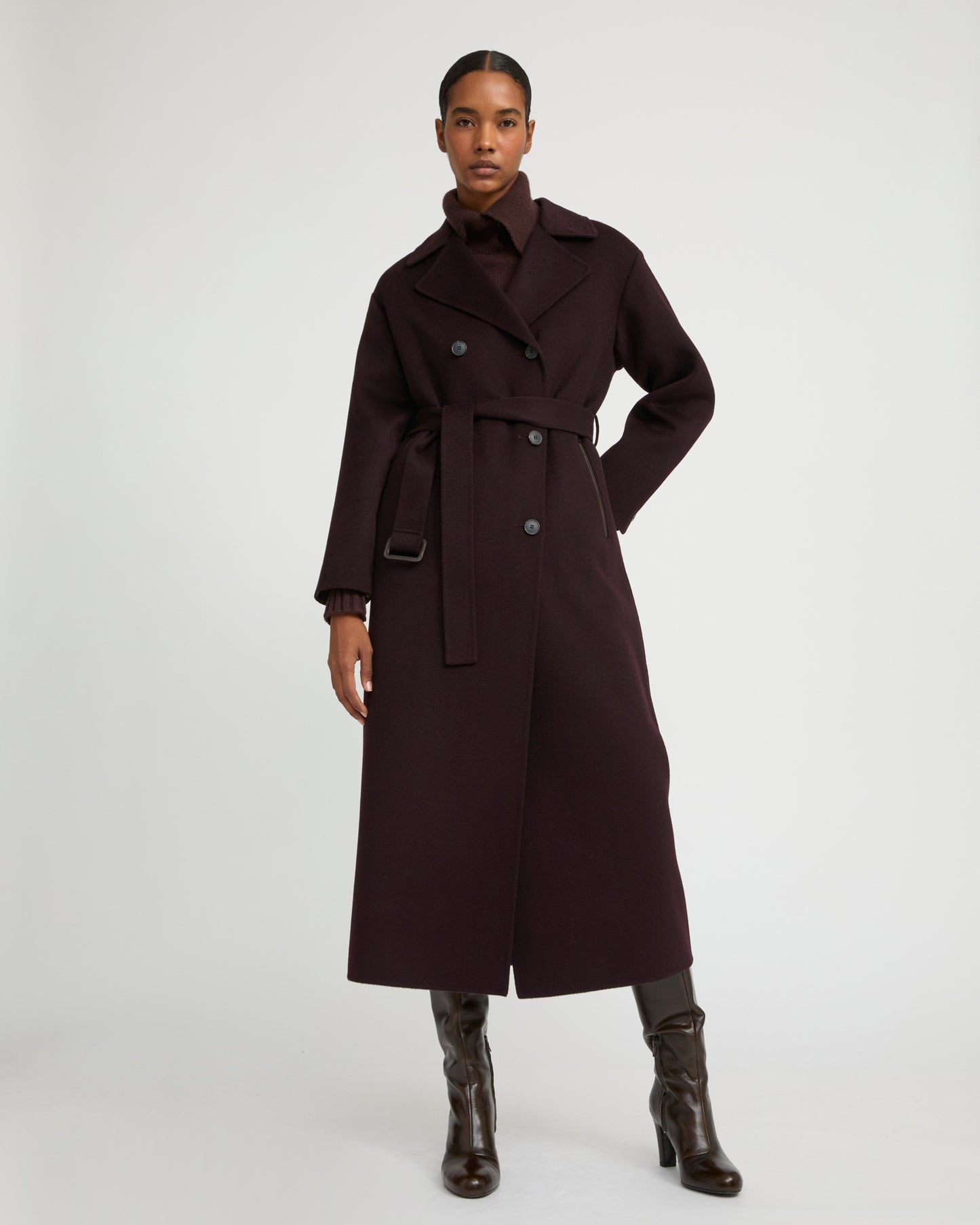 Double-sided wool-blend trench coat - Yves Salomon