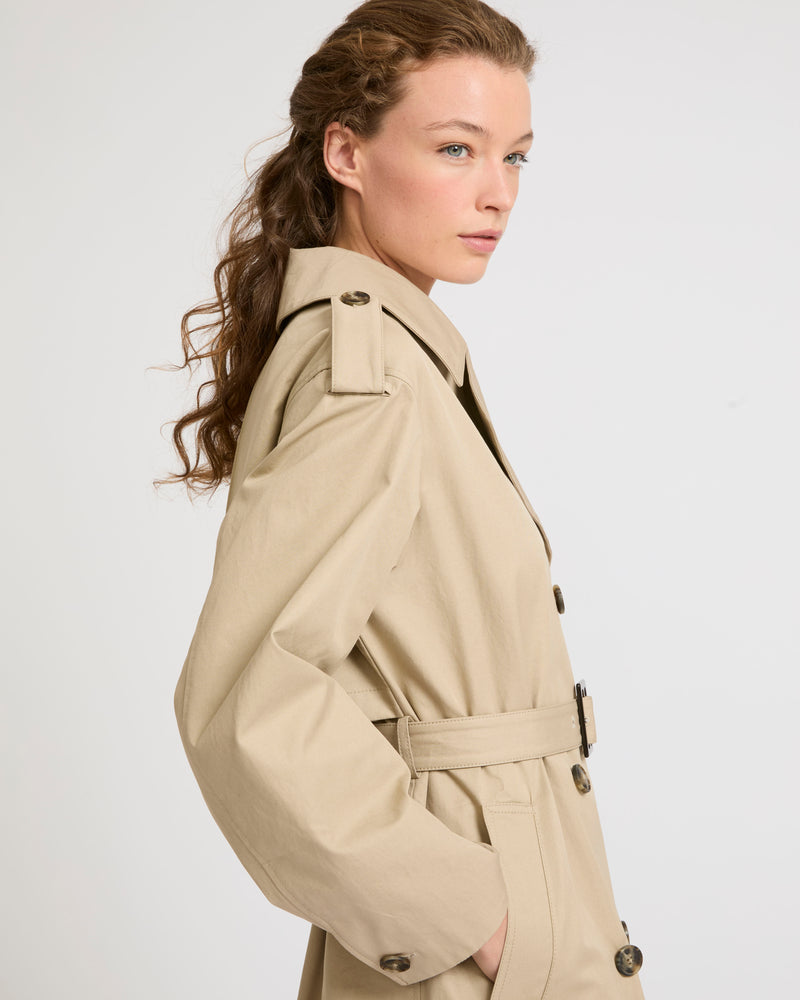 Cotton gabardine trench coat