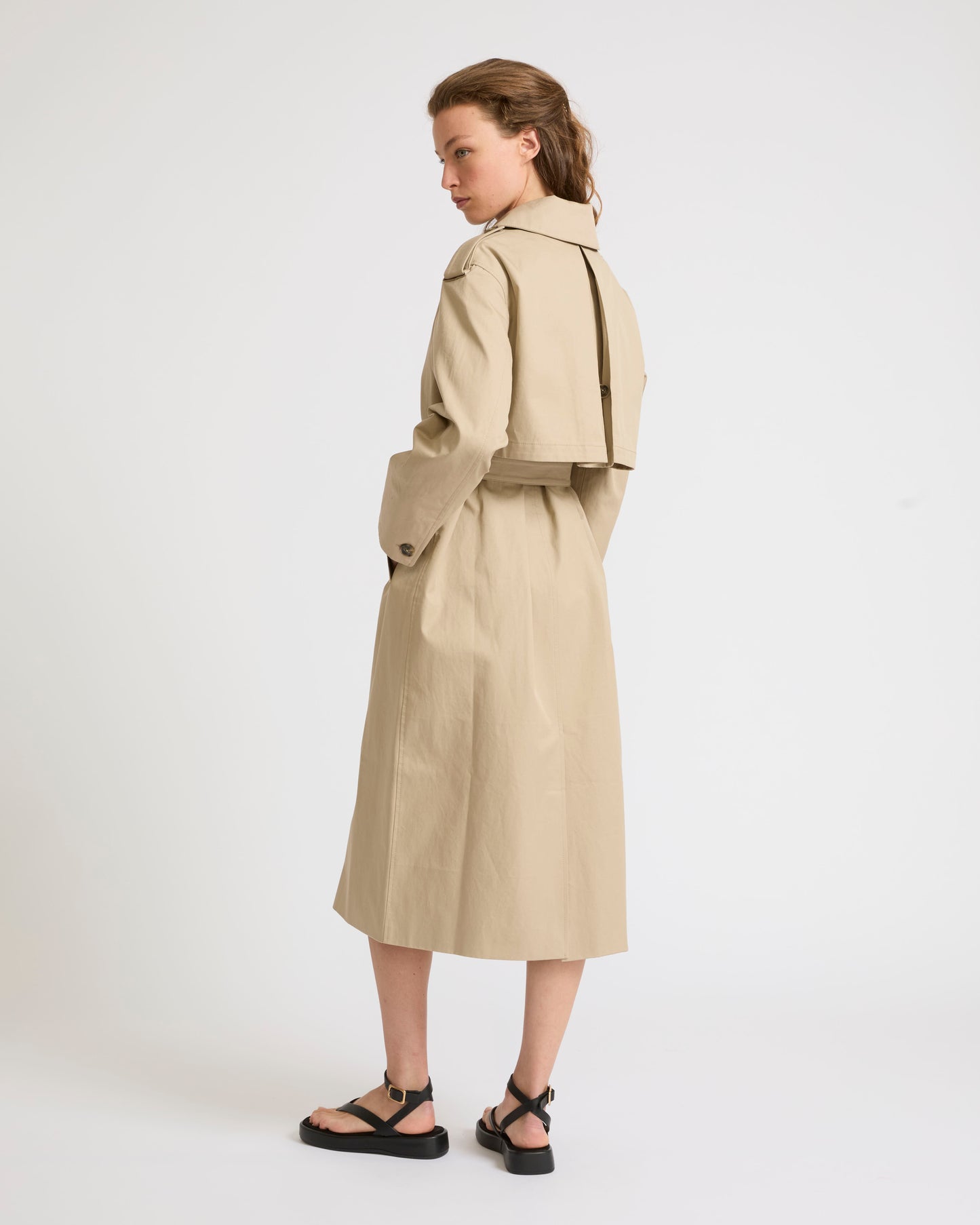 Cotton gabardine trench coat