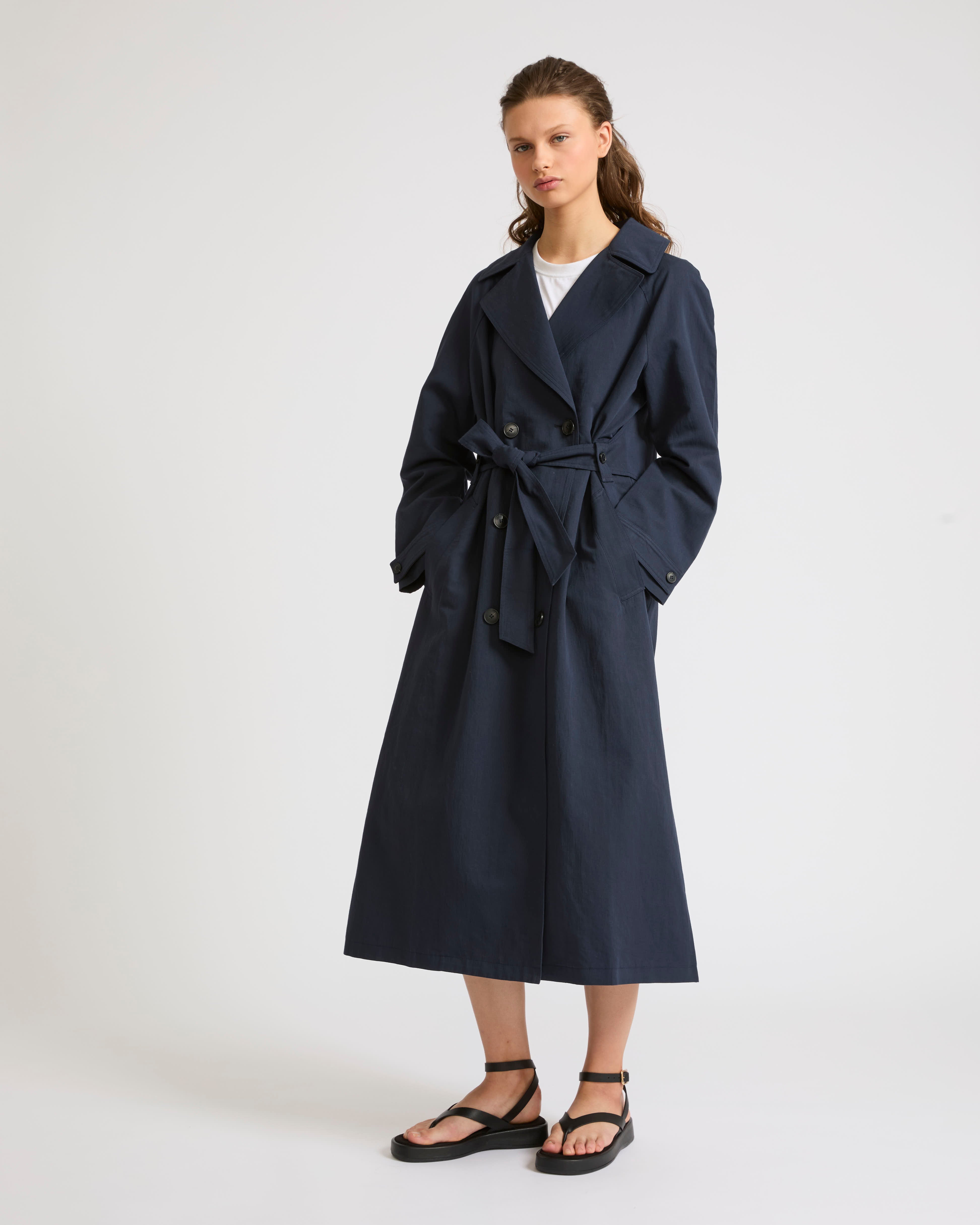 meteo YVES SALOMON テディロングコート Long down jacket in waterproof technical fabric with mink