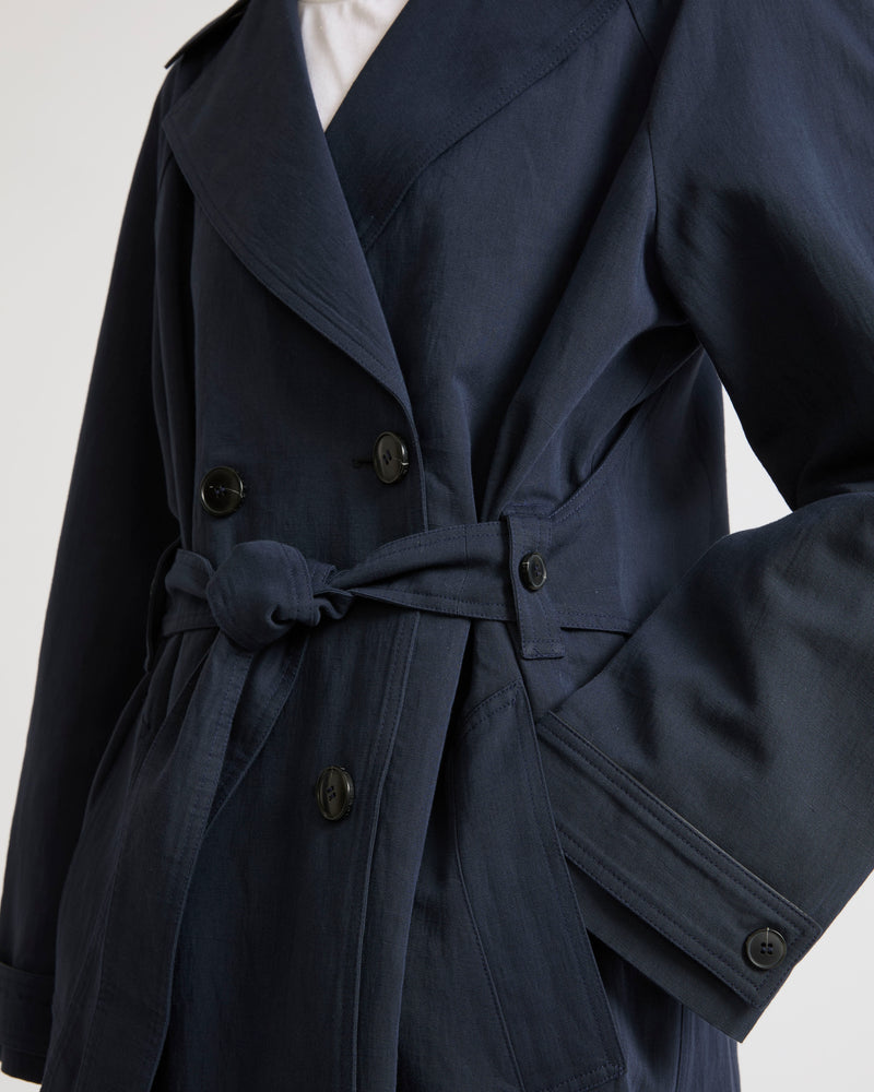 Cotton-linen fabric trench coat