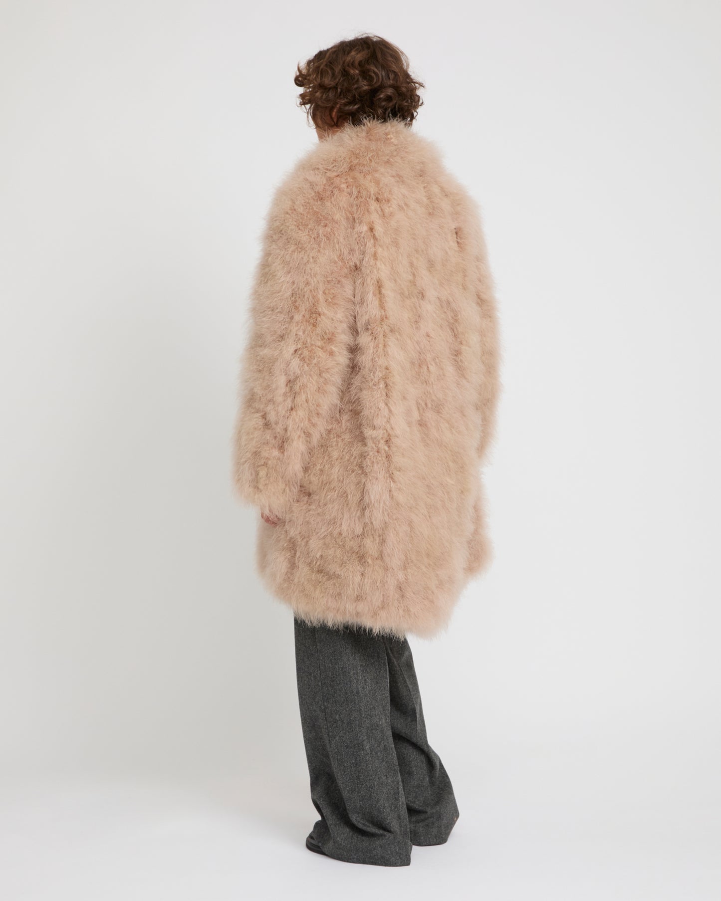 Feather shawl collar coat
