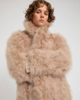 Feather shawl collar coat