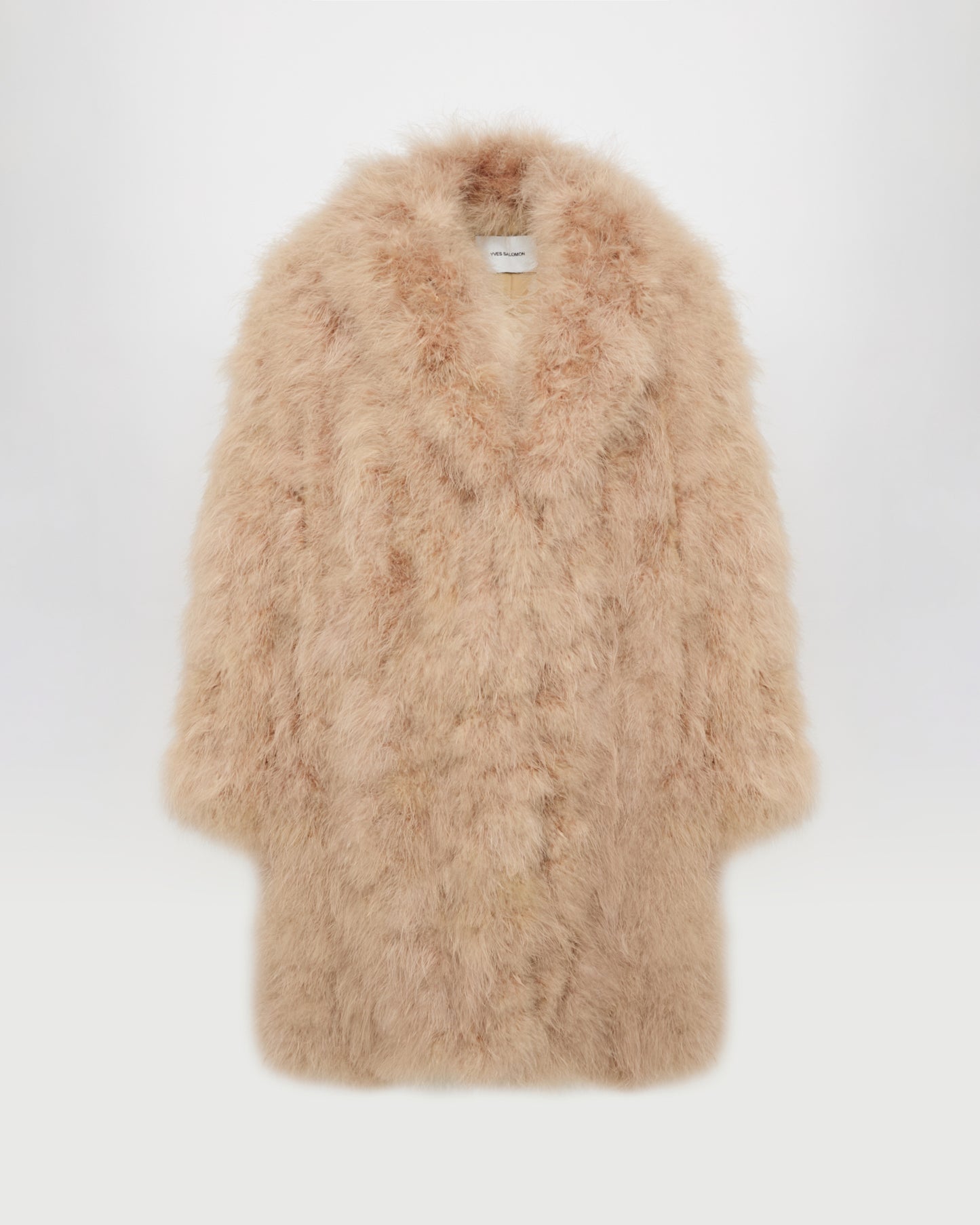 Feather shawl collar coat