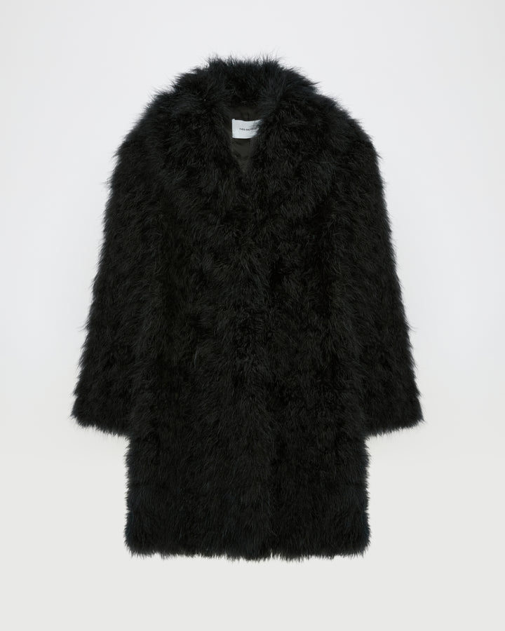 Feather shawl collar coat -Yves Salomon