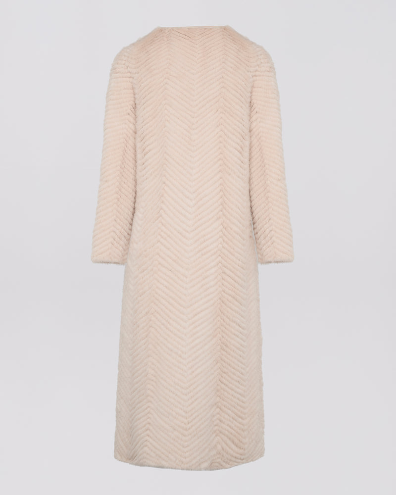 Long mink and knit coat