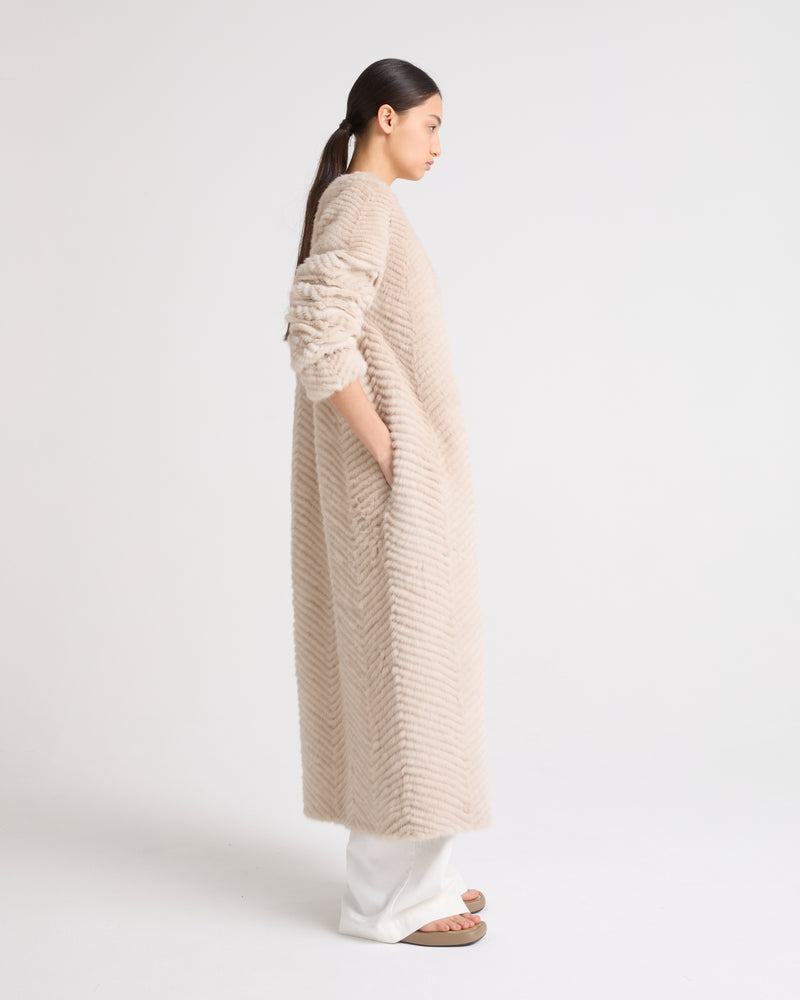 Long mink and knit coat