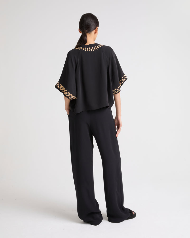 Silk crepe palazzo trousers