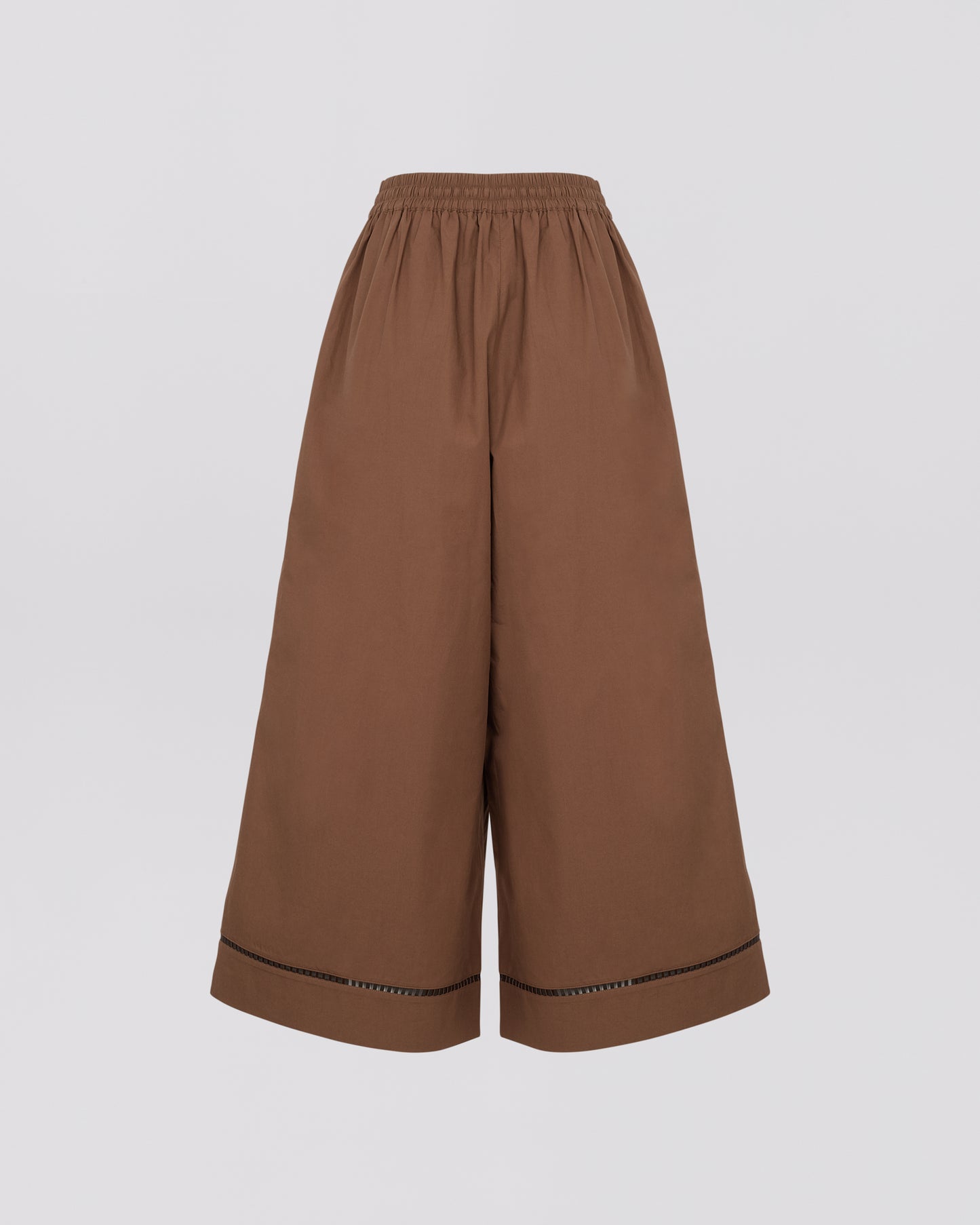 Cotton poplin palazzo trousers with leather inserts