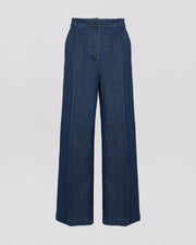 Wide-leg denim trousers