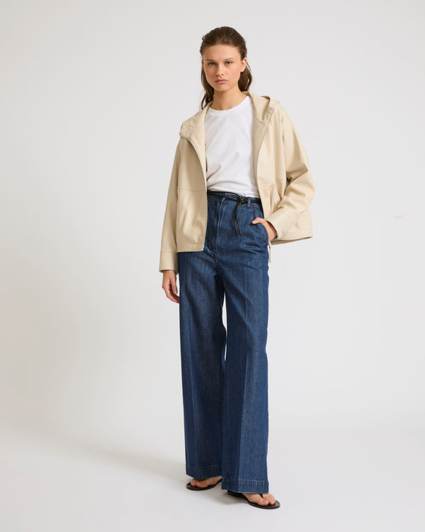 Wide-leg denim trousers