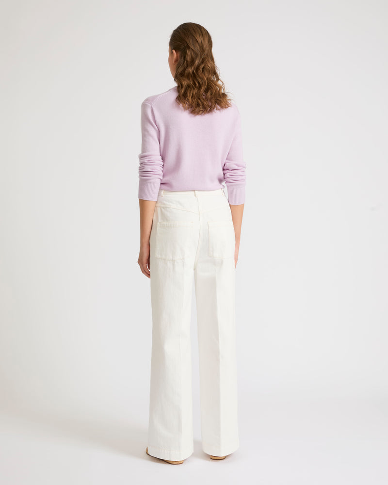 Wide-leg denim trousers