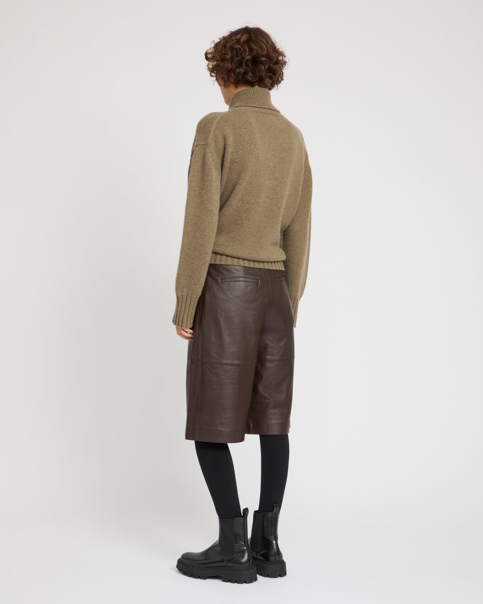 Lamb leather Bermuda shorts -Yves Salomon