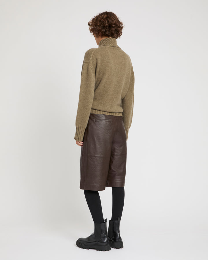 Lamb leather Bermuda shorts -Yves Salomon