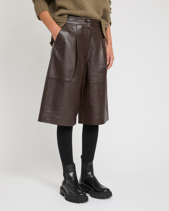 Lamb leather Bermuda shorts -Yves Salomon