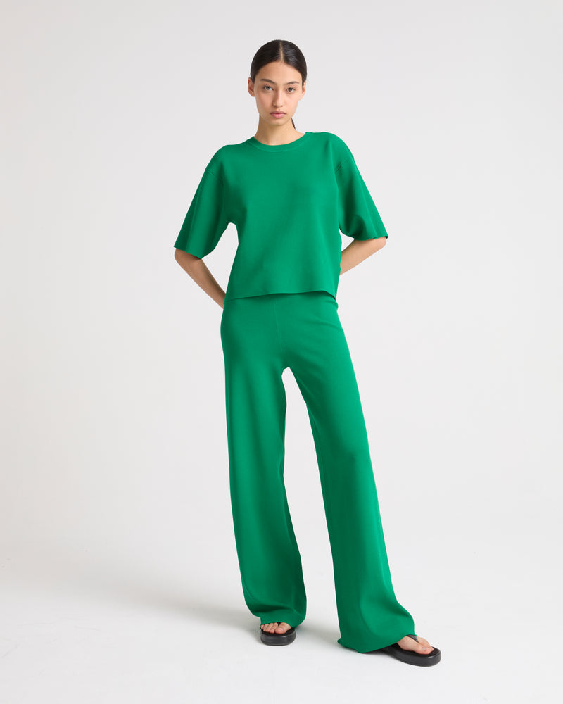 Knitted wide leg trousers - green - Yves Salomon