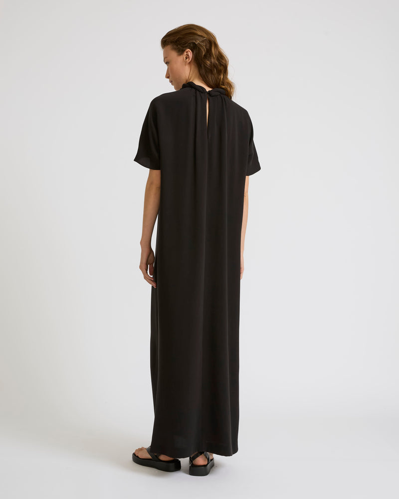 Draped dress in silk crepe