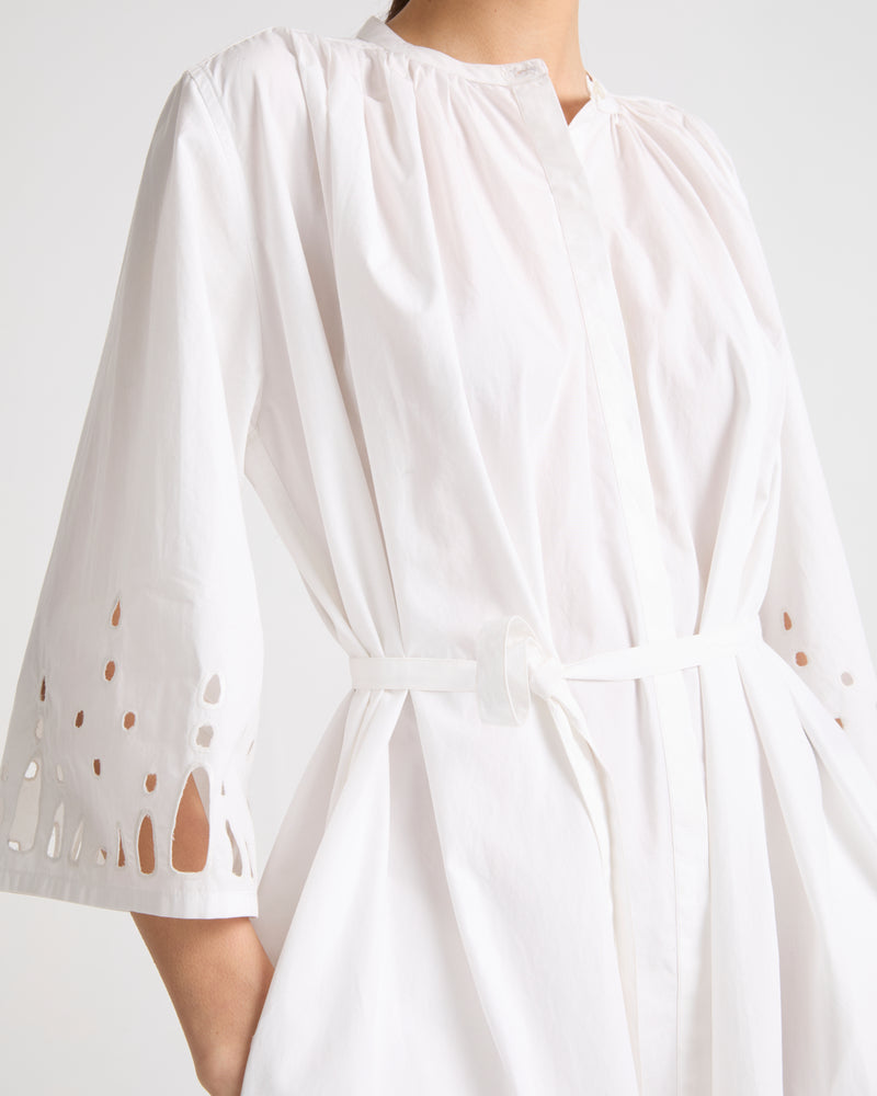 Cotton poplin dress with broderie anglaise