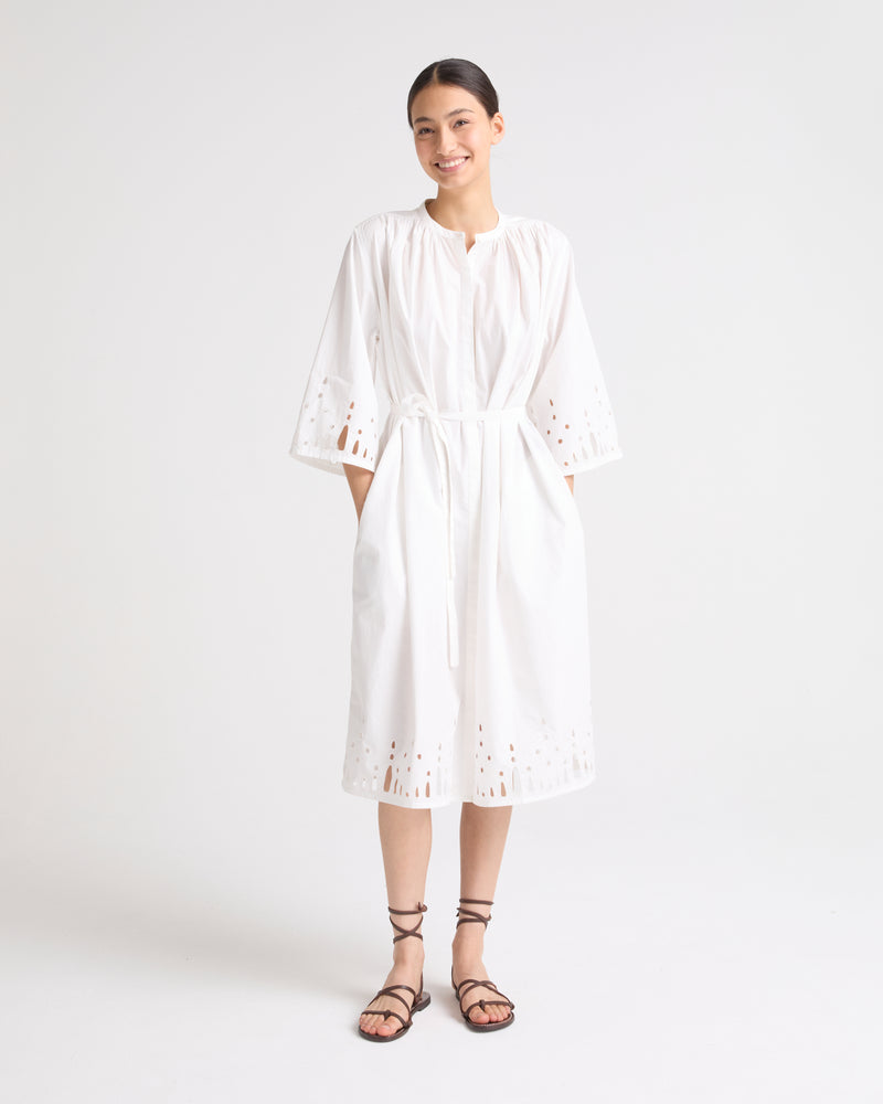 Cotton poplin dress with broderie anglaise