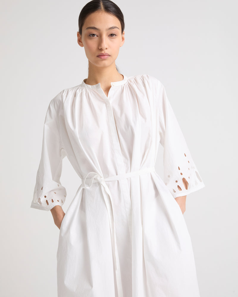 Cotton poplin dress with broderie anglaise