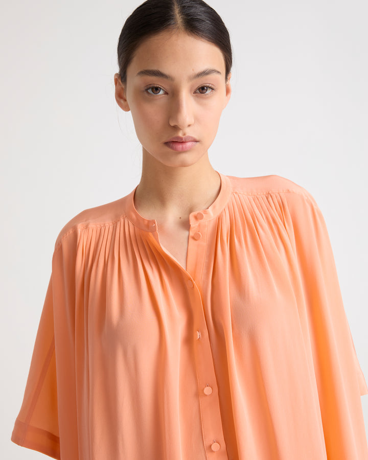 Kaftan dress in light silk crepe