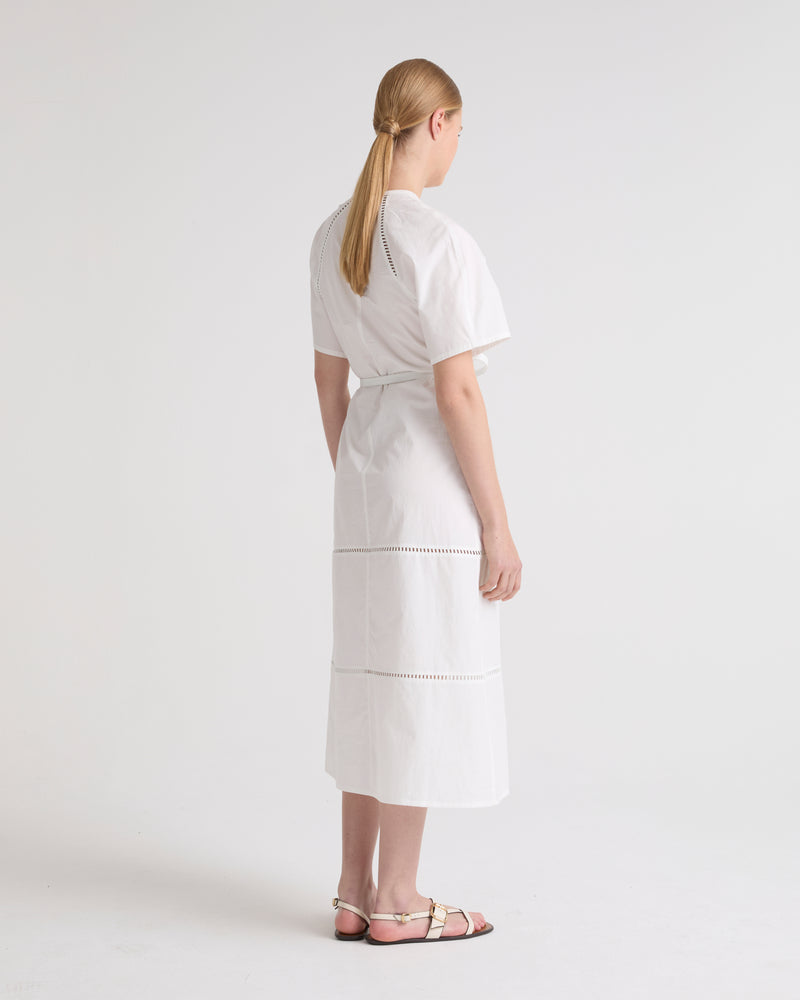 Cotton poplin dress with broderie anglaise