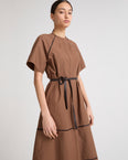 Cotton poplin dress with broderie anglaise