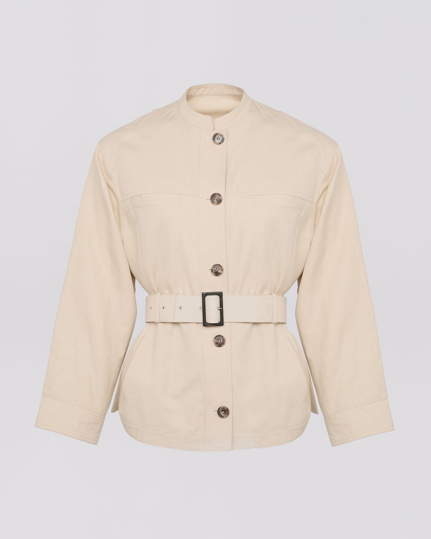 Private sale - Belted jacket in cotton- Linen fabric -Yves Salomon