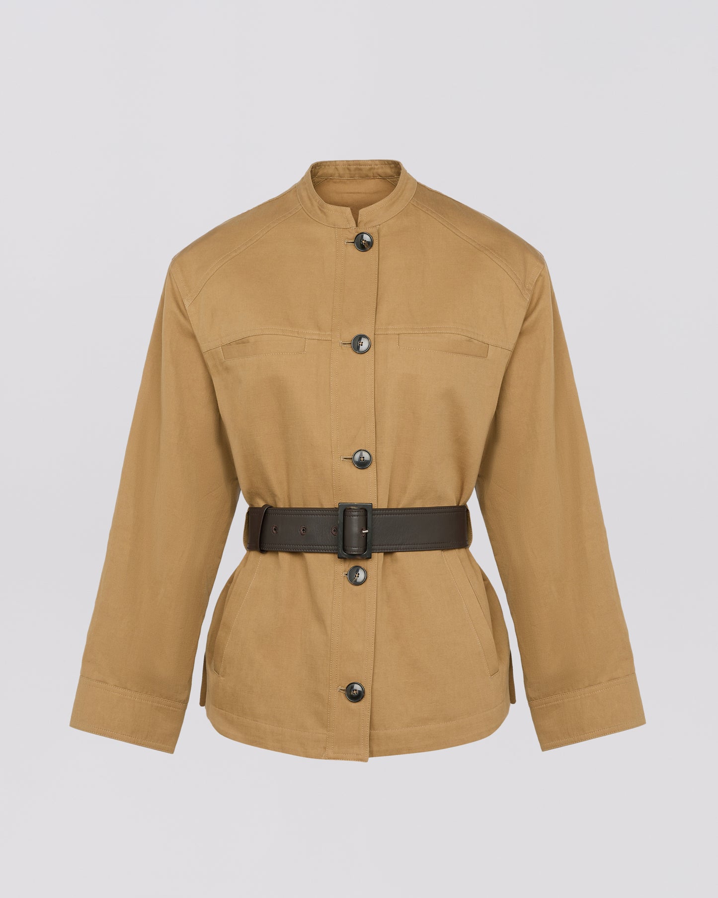 Private sale - Belted jacket in cotton- Linen fabric -Yves Salomon