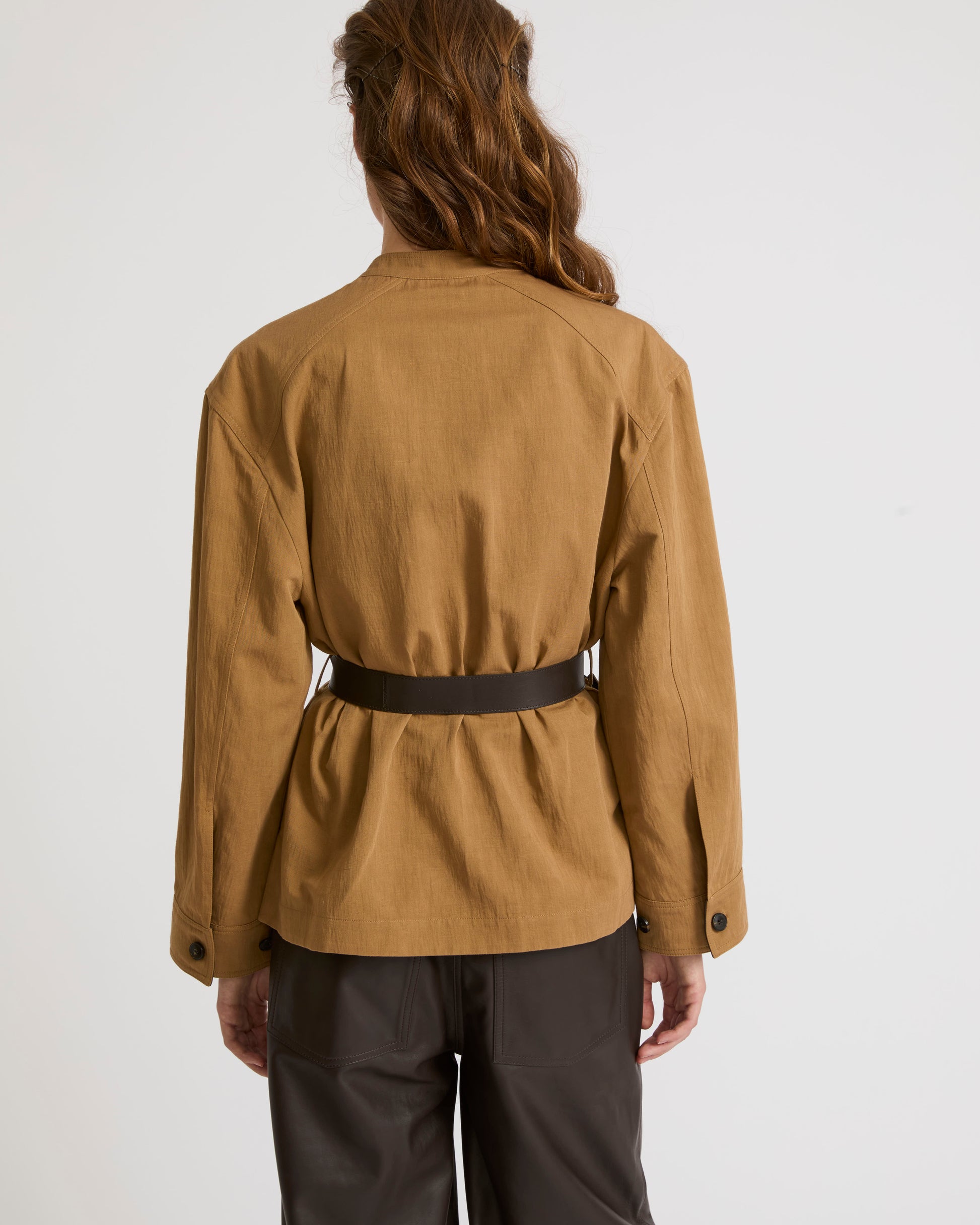 Private sale - Belted jacket in cotton- Linen fabric -Yves Salomon