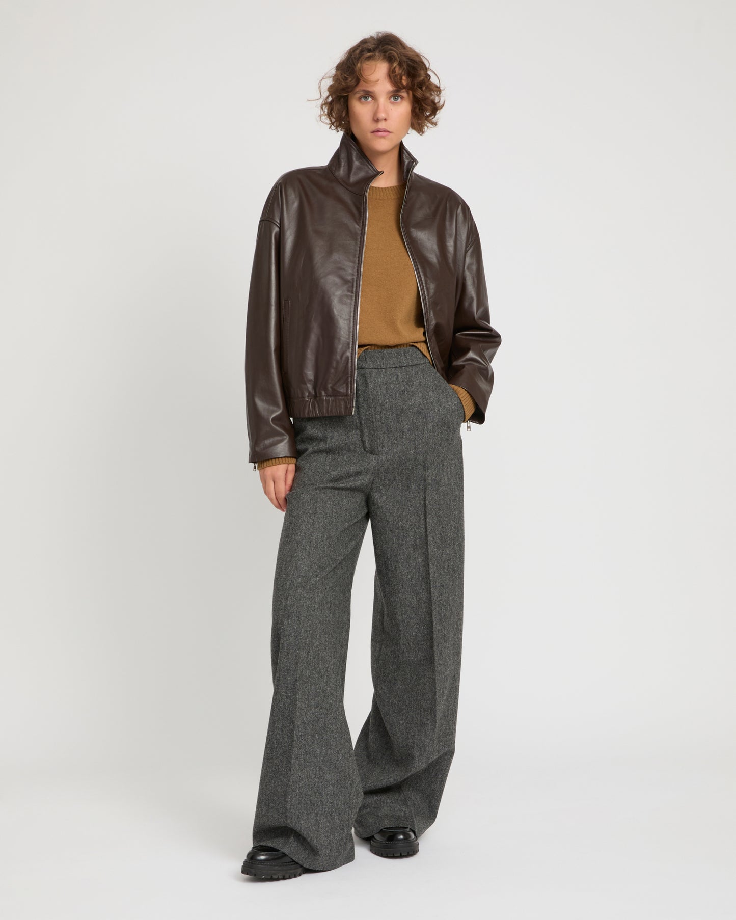 Lamb leather blouson