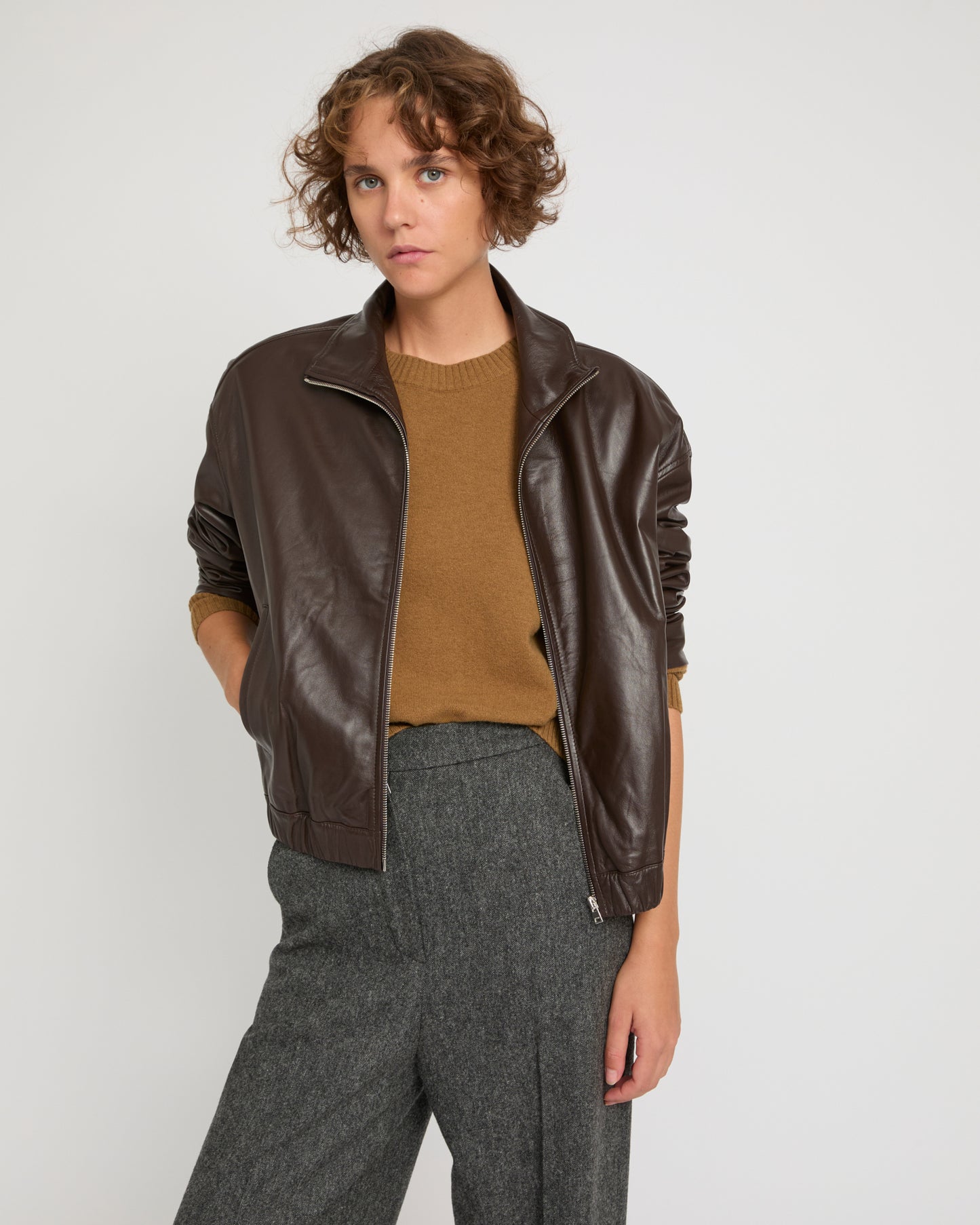 Lamb leather blouson