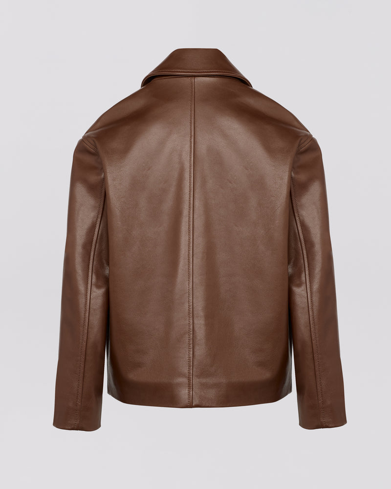 Calfskin leather overshirt jacket