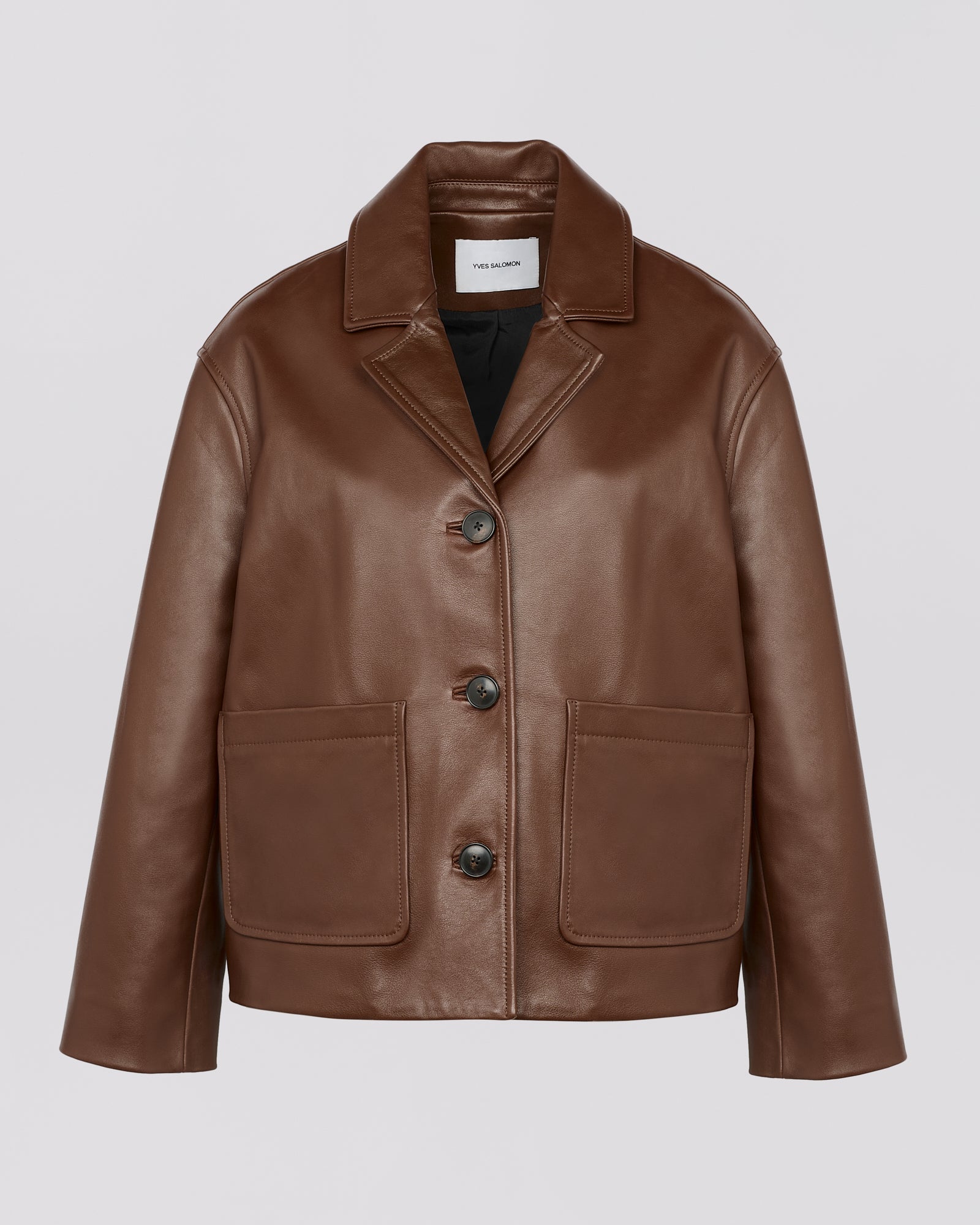 Calfskin leather overshirt jacket - Brown - Winter sale – Yves