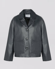 Calfskin leather overshirt jacket