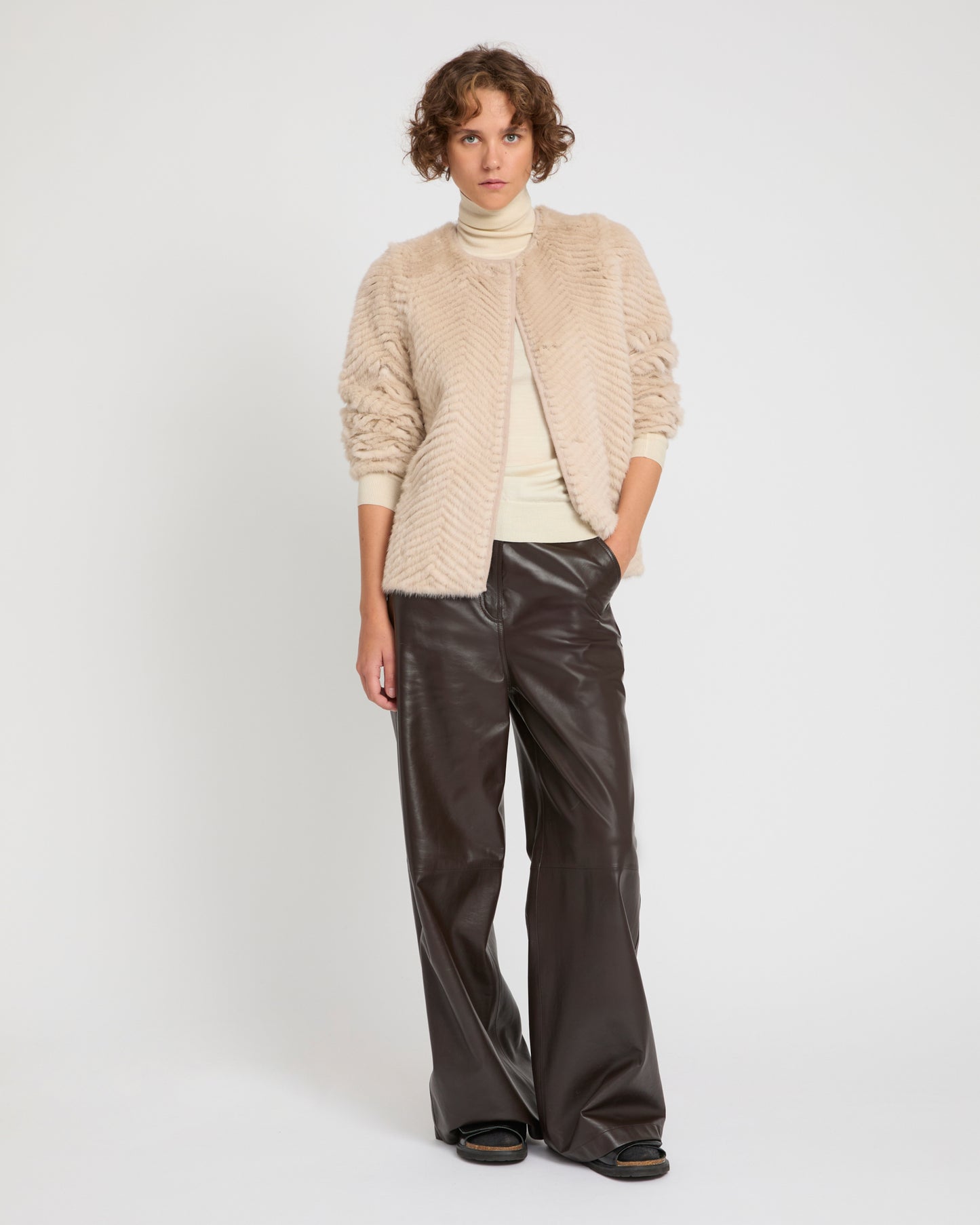 Merino knit and mink jacket