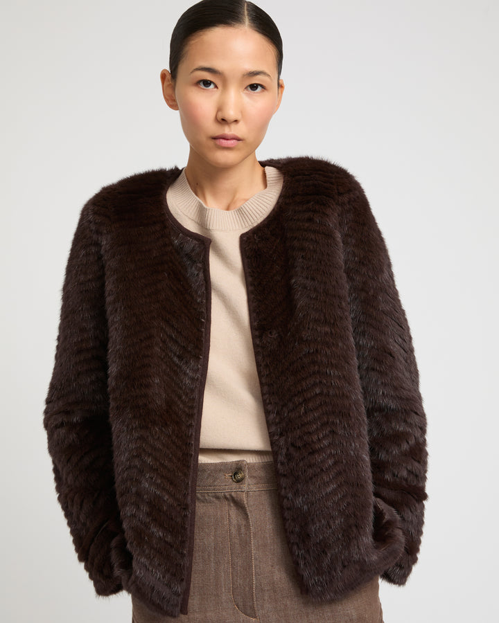 Merino knit and mink jacket