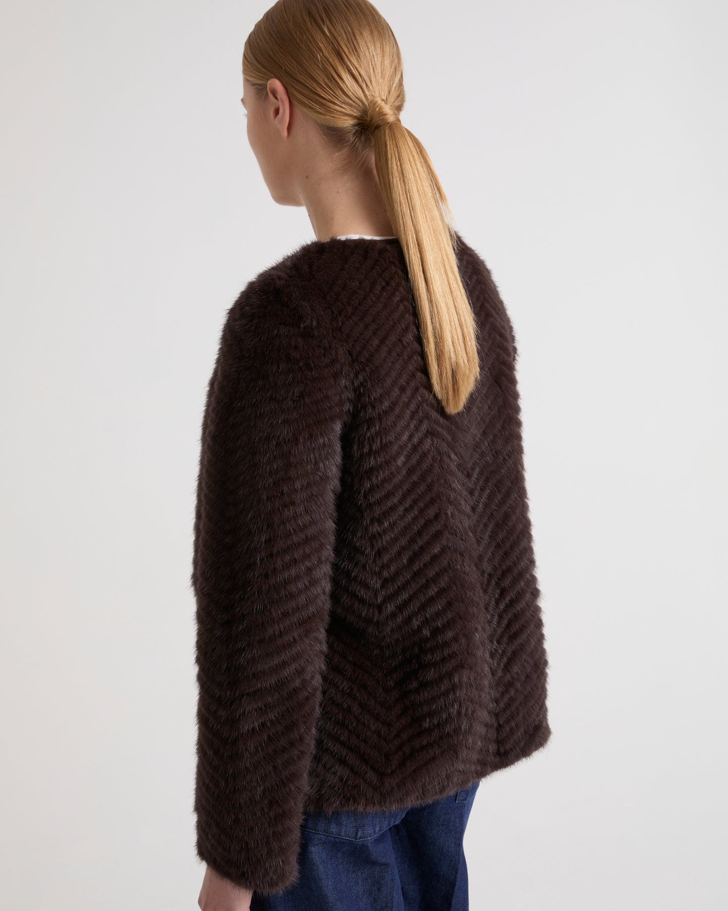 Merino knit and mink fur jacket