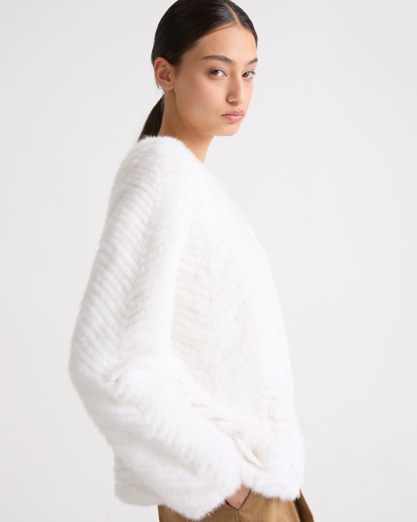 Merino knit and mink fur jacket