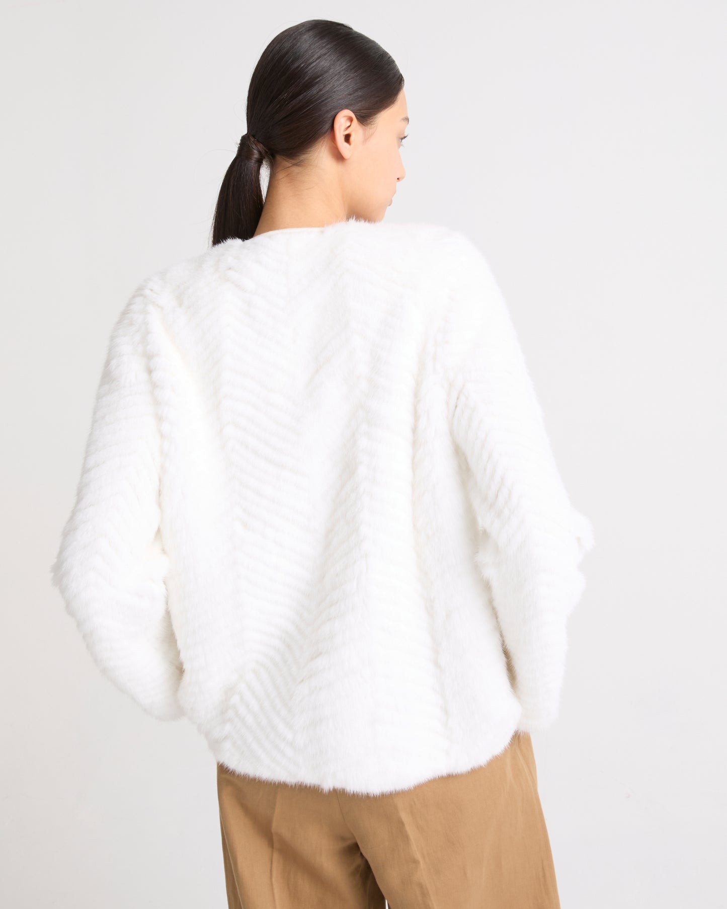 Merino knit and mink fur jacket