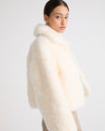Short jacket in curly cashmere-feel lambswool
