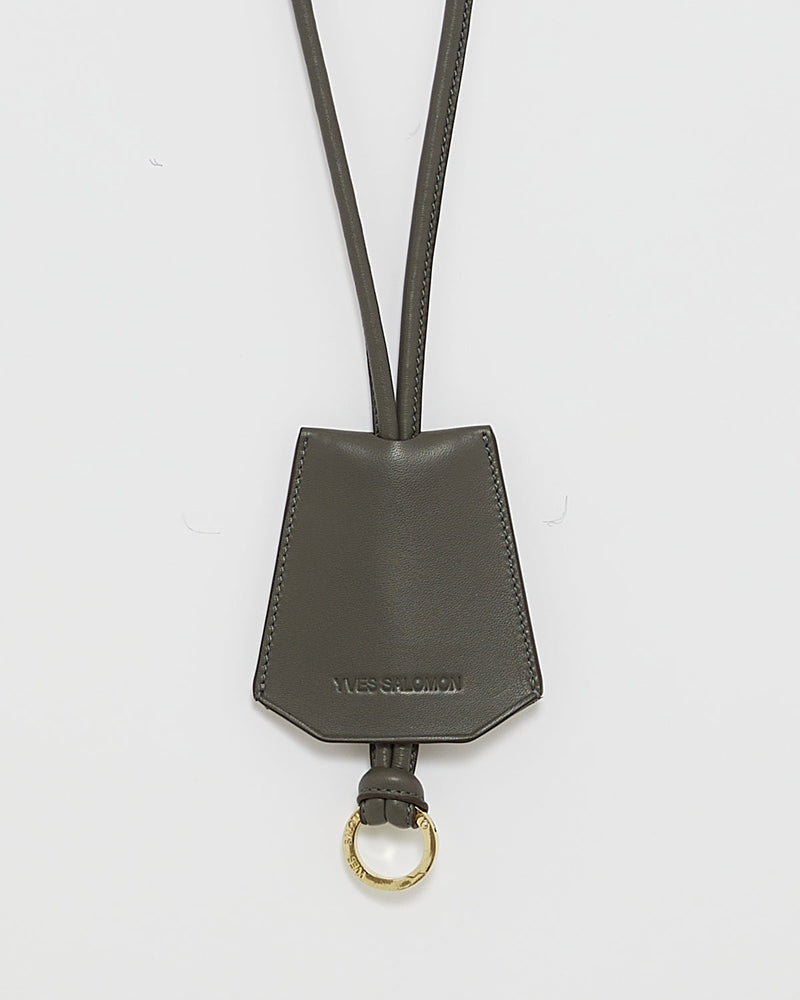 Leather keyring - grey - Yves Salomon