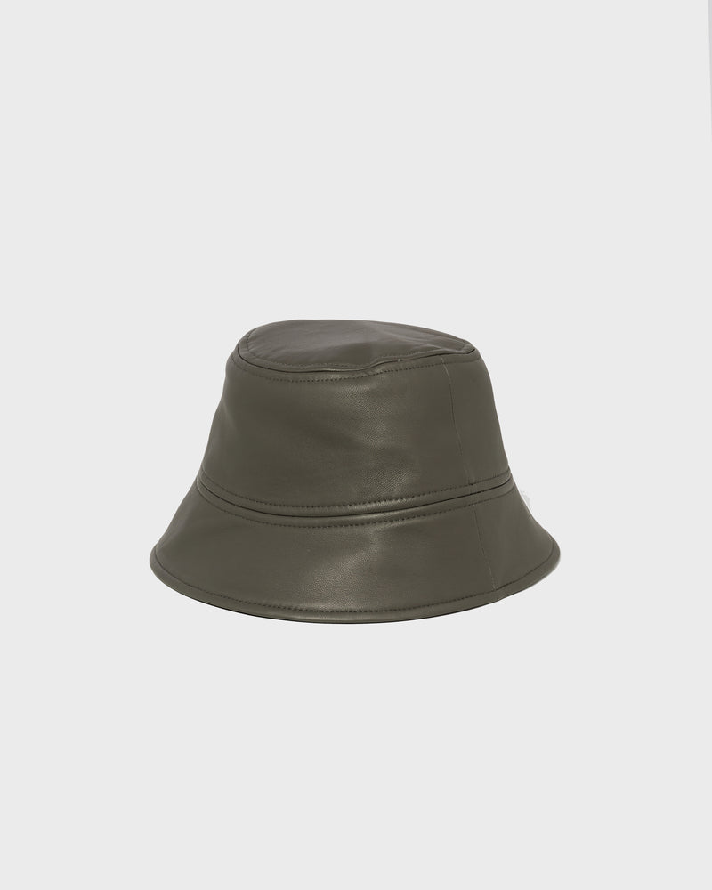 Leather bucket hat - grey - Yves Salomon