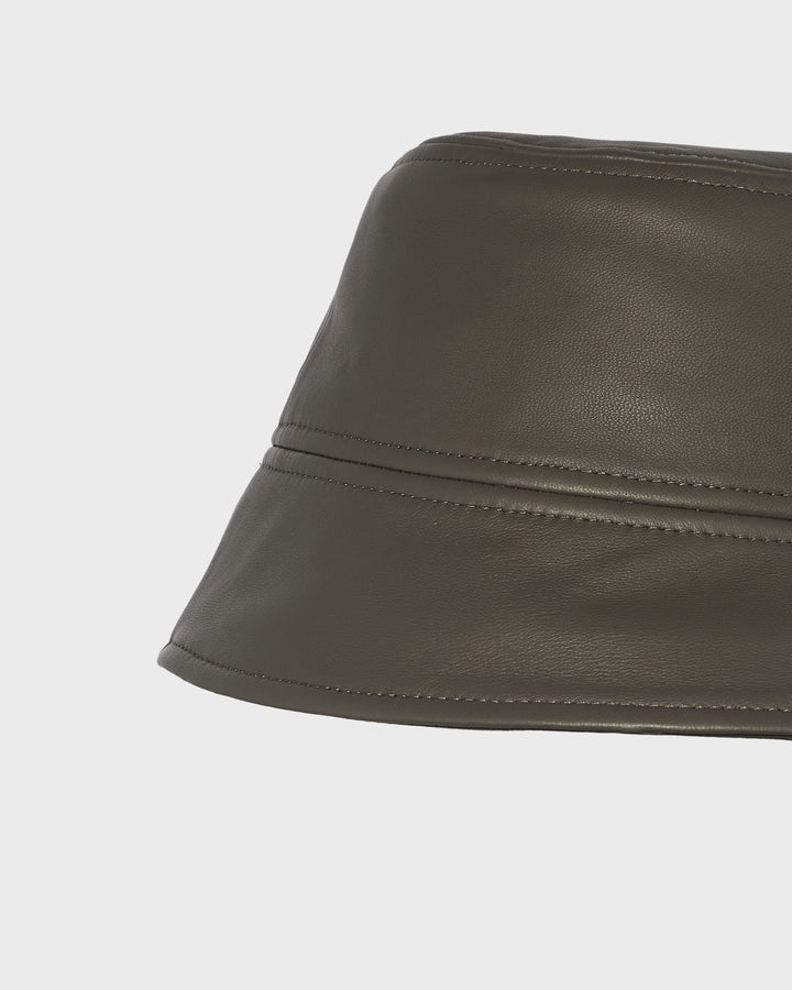 Leather bucket hat - carbone - Yves Salomon