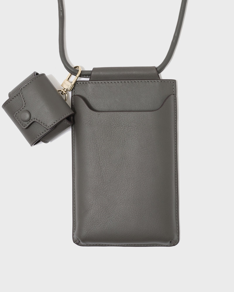 Leather phone case - carbone - Yves Salomon