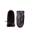 Mink fur and leather mittens