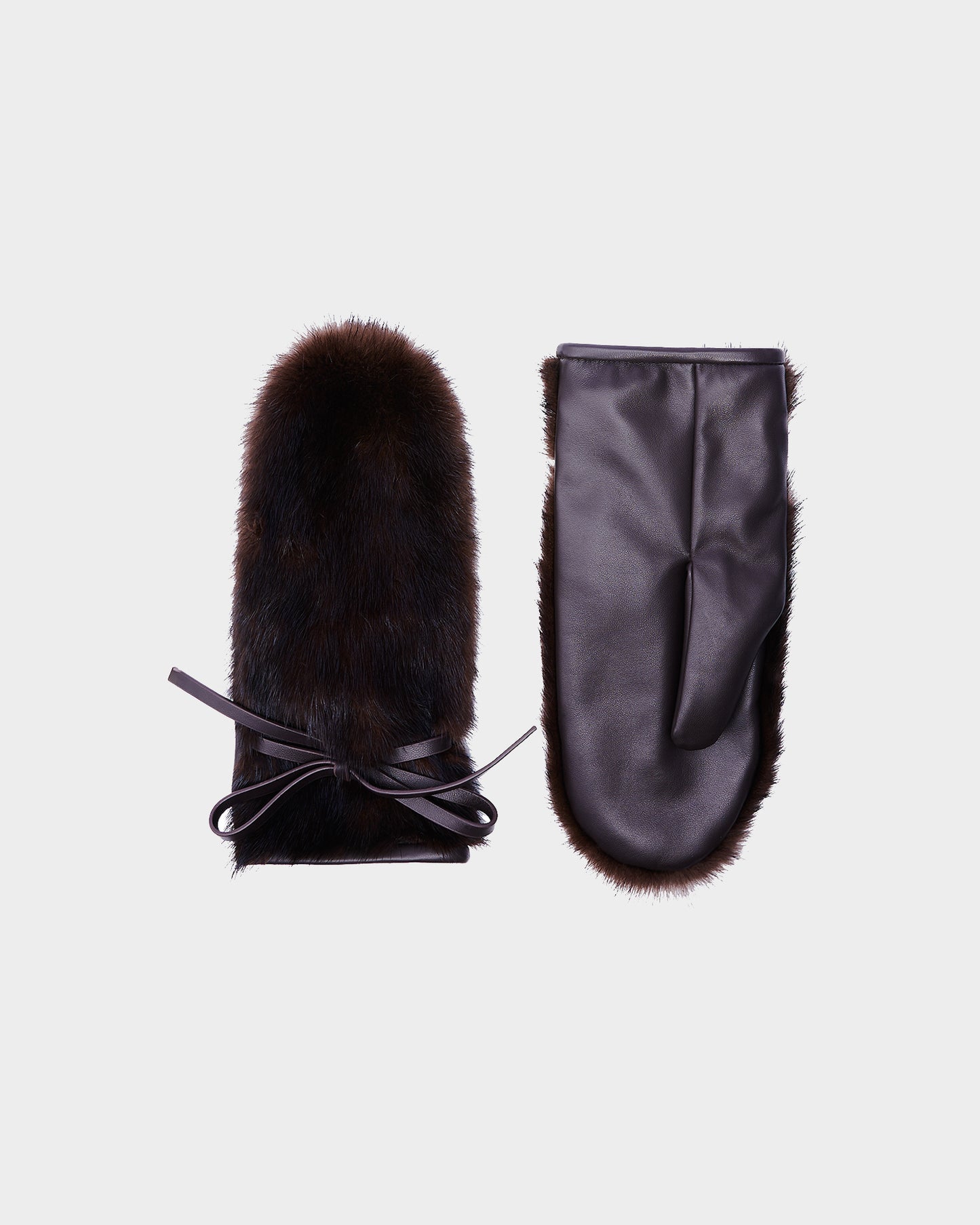 Mink fur and leather mittens - Yves Salomon