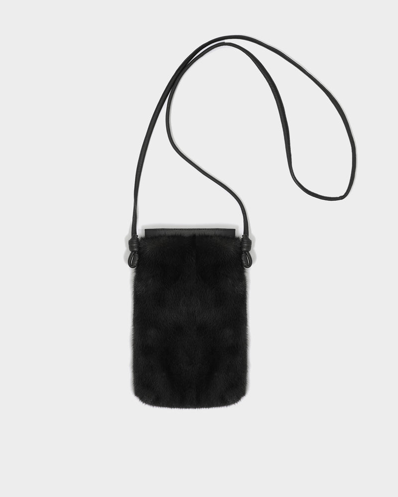 Mink fur and leather bag - black - Yves Salomon