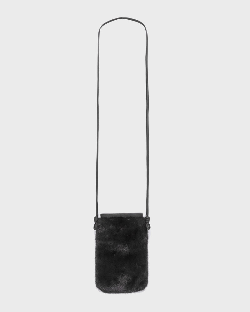 Mink fur and leather bag - black - Yves Salomon