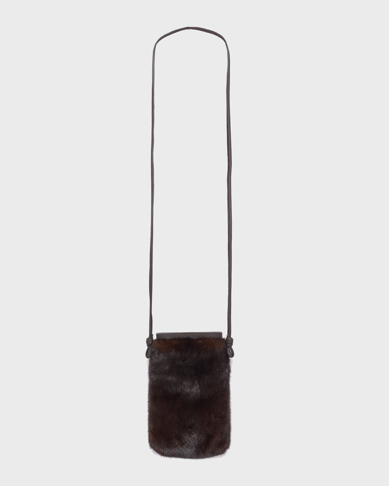 Mink fur and leather bag - brown - Yves Salomon